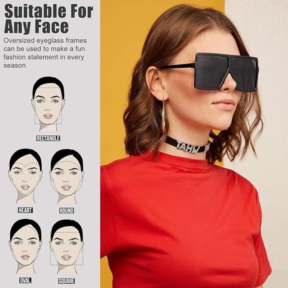 Oversized Sunglasses Women Fashion Shades Square Frame Sun Glasses Luxury Lentes